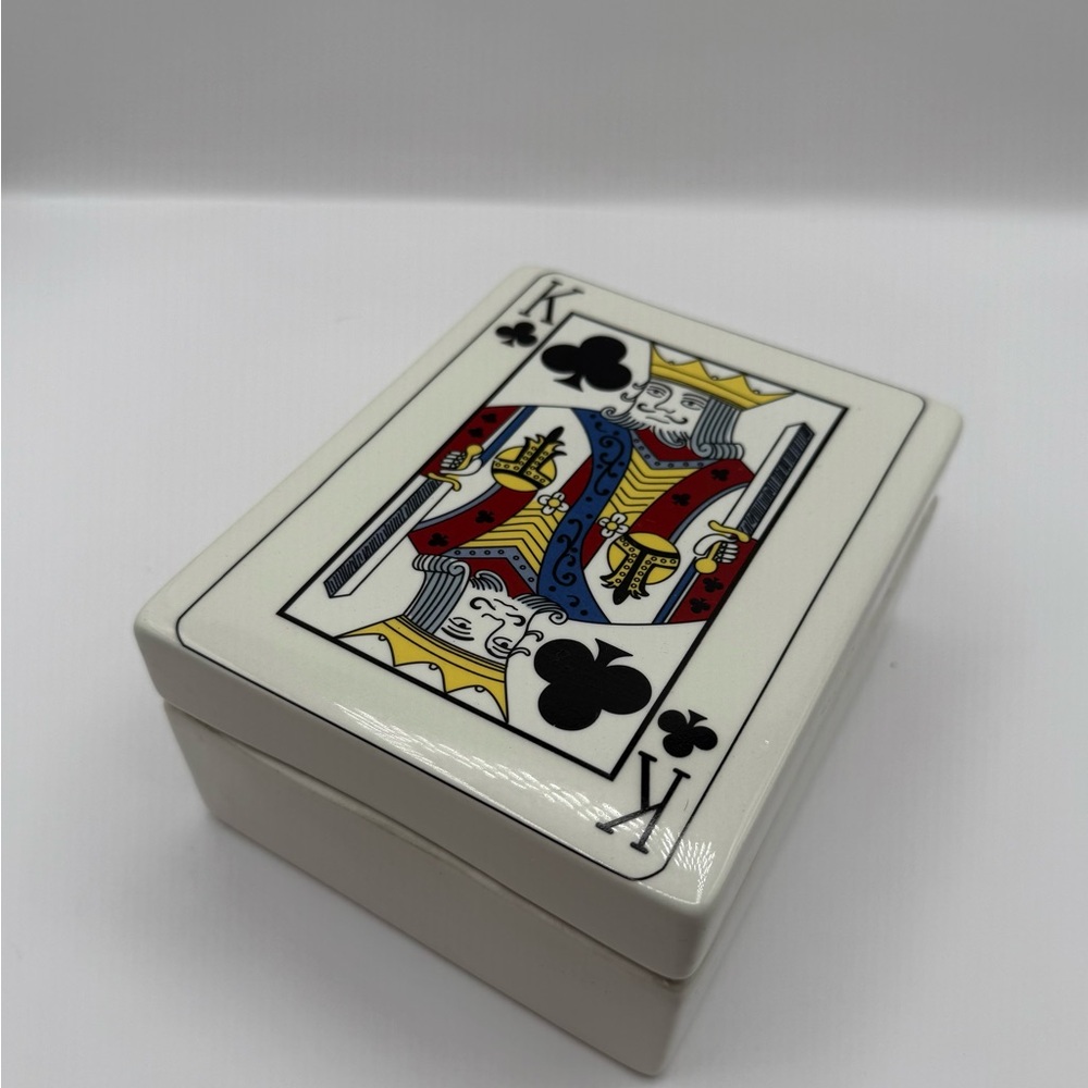 American Atelier at Home Casino Royale King of Clubs Two Deck Cardholder Ceramic